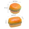 Boîtes à lunch Bags Hamburger Boîte à lunch Boîte à lunch Double Tier Mignon Barger Bento Boîte micro-ondes Enfants École Conteneur de nourriture Conteneur de table