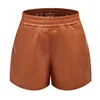 Dames shorts 2022 dames eenvoudige pu lederen shorts casual losse dames shorts bodems y240504