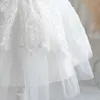 女の子のドレスヴィンテージの女の女の子レースフラワードレスキッズホワイト1番目の聖体拝領幼児誕生日バプテスマTutu Gown Wedding Clothes