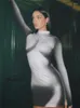 Повседневные платья Wlwxr Spring White Graphics Mini Dress Night Party Outfit для женщин 2024 o шея с длинными рукавами короткие дамы мода Y2K