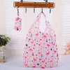 Bohemian Grocery Cute Print wiederverwendbare tragbare faltbare Einkaufstasche mit Haken umweltfreundliche Reiserecycling-Aufbewahrungstaschen wasserdicht und waschbarer S