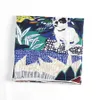 Écharpes Pobing Silk Cashmere Scarf Femmes Animaux roulés à la main Graffiti Print carré enveloppe Bandana Big Hijabs Femme Foulard 135cm Q240508