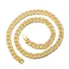 Hip Hop 14 mm Gold plaquée de glace sort tout le trésor de silicium Pearl Miami Cuban chaîne