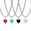 Design 925 Sterling Silber Perlen Halsketten für Frauen Schmuck mit rosa blau rot schwarz Farbe Emaille Halskette Großhandel Y220314 292U