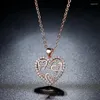 Pendant Necklaces 2024 Crystal Wedding Jewelry Heart Golden Silver Color Necklace For Women Love Rose Gold Statement Valentine 's Day
