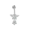 Navel Rings 1PC Stainless Steel Fashion Shiny Butterfly Flower Zircon Pendant Belly Button Ring Beautiful Navel Piercing Sexy Body Jewelry d240509