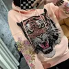 Damen Hoodies Sweatshirts Herbst Herbst Hoodled Lotus rosa mit Diamant Pfingstrose Blume Cartoon Schwere leichte Luxus -Trendy -Sudaderas