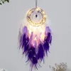 Dekorativa figurer Dream Catchers Handgjorda fjädervägghängningar Catcher Bedroom Home Decoration Natural Stones Wind Chimes