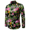 Casual shirts voor heren mode bloemenheren met lange mouwen bloemen shirt mannen zwart wit rood blauw noordoostelijk grote heldere kleur