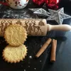 Pins gegraveerd Eming Rollende houten speld met kerstsymbolen Sneeuwvlok voor het bakken van Emed Cookies 35 cm