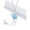 Bamoer Sterling Sier Sky Blue Emamel Turtle Pendant Halsband Söt djur justerbart halsband för kvinnor Fina smycken SCN446