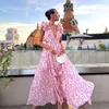Yaz Elbise Tasarımcı Lüks Moda Kadınlar Seksi Derin V Yaka Geniş Uzun Elbise Mizaç Düzensiz Etek Etek Yular Beach Tatil Yüksek Bel Her Şey