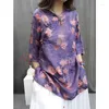 Women's Blouses 2024 Aankomst zomer losse fit o-neck driekwart mouw blouse casual bloemen print met één borsten katoenen shirts s195