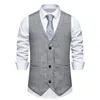 Mens Kilobyte Plaid Suit Vest Vintage Vneck Business Casual Tresbutton Wistcoat 240507