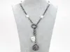 Bijoux guaiguai cultivés de riz blanc perle cz gunmetal chaîne collier keshi perle cz pendante pour femmes réel gems pierre la2034094