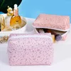 Sacs de rangement Travel Sac cosmétique Tissu Floral Portable Coton Soft Coton Skin Care Produit Zipper
