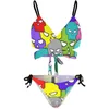 Women's Swimwear Sexy Bikini Set Women Cartoon Skulls Print Swimsuit Bones Pattern Swim Surf 2 Pieces Elegant Bathing Suit