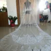 Свадебная вуали Реал Изображение Свадебное длинное кружевное аппликация.