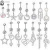 BCMI Navel Rings Mixed Styles Dangled Navel Belly Button Rings Heart Star Opal CZ Belly Piercing Ombligo Oreja Surgical Steel Body Jewelry Women d240509