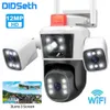 Didseth Outdoor IP -Kamera 8K 16MP WiFi 4 Objektivbildschirme 10x Zoom Human Auto Tracking CCTV Videoüberwachung Panoramic Cam 240506