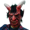 Maski imprezowe horror lucyfer twarz Red Devil Mask Rola Zagraj w Rogu Zwierzęta Lateksowiec Halloween Halloween Carnival Costume Props Q240508