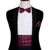 Bow Ties Cummerbund For Men Red Tie Dinosaur Bowtie Self Set Bourgogne Designer Tuxedo Suit Barry Wang YF-10081 2487