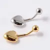 Navelringar 361L Surgical Steel Silver Color Gold Belly Button Ring Hjärt Navel Piercing 14G Söt Belly Bar Piercing Body Jewelry D240509