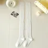 Women Socks Warm Fashion Windproof Printing Mid Tube Long Wet Look Thigh High Stockings Refined Knits Lace Underlay