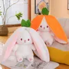 35-75cm Transformed Strawberry Rabbit Doll Plush Toy Little White Rabbit Doll Carrot Rabbit Sleeping Pillow Doll Gift 240507