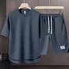 Mens Two Piece Set Summer Fashion Short Sleeved Tshirt and Shorts Loose Korean Sets Men Designer Clothes Tracksuits 240430