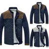 Jackets de jaquetas masculinos Jaqueta de inverno Manga longa Spot Stand Coloque Botões de bloco de cor Corduroy Slim