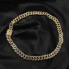 Ketten 13mm Stecker Kubaner Linkkette Hip Hop Männer Halskette aus Pariser Kette 2 Reihen Strass gepflastert Miami Rhombus Kubanische Halskette A ++++ D240509