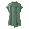 Bluzki damskie UNIZER2024 Spring Product swobodny wszechstronny krótki rękaw Slim Fit z węzłem detale poplina