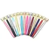 Ballpoint en gros de gros diamant mignon mignon de métal rétractable stylos à cristaux pour filles femmes mariage de douche nuptiale décor cadeaux de bureau d'école Supplies