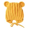 Caps Hats Knitted winter baby hat cartoon lace with ears childrens baby hat 1-3 years old 5 colors d240509