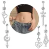 BCMI Navel Rings Mixed Styles Dangled Navel Belly Button Rings Heart Star Opal CZ Belly Piercing Ombligo Oreja Surgical Steel Body Jewelry Women d240509