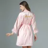 Rata para mujeres Rente de boda Dama Satinaje suave Camiseta Camiseta Kimono Basca de baño Nightwewer Nightwear Women Corto Satén íntimo lencería