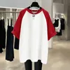 T-shirts masculins Femme Rétro Patch de mode rétro Coton Offise O-Col à manches courtes T-shirt pour femmes Simple Blockingl2405