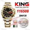 SALE 116508 SA4130 Automatic Chronograph Mens Watch KING Yellow Gold Black Stick Dial 904L Oystesteel Bracelet 72H Power Reserv Super Edition Reloj Puretime PTRX