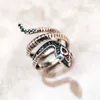 Ring Snake Black Stones Europe Style Classic Fine Joodly For Women, Gloednieuw geschenk in Pure Sterling Sier