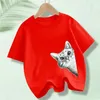 T-shirts Cool Petit chat portant un chapeau denim t-shirt garçon à manches courtes t-shirt amusant t-shirt Childrens Clothingl240509