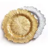 Plastic 13 inch Gold Plates Irregular Fruit Underplate Snowflake Reef Charger Plate for Dinner Wedding Party Events Decor Dishes