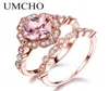 Umcho 925 Sterling Silver Ring Set Vrouw Morganite Engagement Wedding Band Bridal Vintage Staping Rings for Women Fine Jewelry 24261997