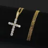 hip Hop Cross Diamds Pendant Necklaces for Men Women Gift Necklace Jewelry Gold Plated Copper Zircs Cuban Link Chain Y7ue#