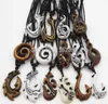 15pcslot Mixed Hawaiian smycken Imitation Bone Carved NZ Maori Fish Hook Pendant Necklace Choker Amulet Gift YN5426218207