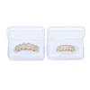 Full Zircon Teeth Holder Hiphop Jewely Teeth Grills Cap Top Bottom Set 6/6 Tand för män Julpersonlighetsmycken 240426