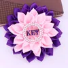 Broschen hergestellt lila rosa Seidenband Blume Corsage Griechische Gruppe Epsilon Psi Militärische Schwesternschaft Pin Brosche für Dame