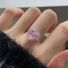 Luxury 12mm Heart Diamond Ring For Woman Wedding Engagement 925 Sterling Silver Designer Rings Pink 8A Zirconia Jewelry Women Formal Events Friend Present Box Storlek 6-9