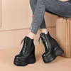 Boots Femmes Hauteur augmentant les baskets authentiques cales en cuir chaussures super hautes bottines de la cheville