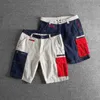 Heren shorts Summer Mode-stijl persoonlijkheidskleur splitsen wassen en doen oude slanke heren vracht shorts multi-pocket casual broek y240507